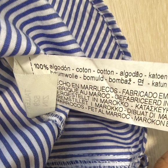 Zara Women's Blue Striped Button Down Puffed Sleeve Shirt - Picture 4 of 8